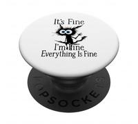 Maglietta con scritta "It's Fine I'm Fine Everything Is Fine for Men Cat Lover" PopSockets PopGrip Adesivo