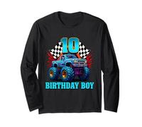 Maglietta con scritta "It's My 10th Birthday" Monster Truck per ragazzo e famiglia Maglia a Manica