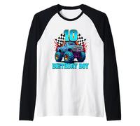 Maglietta con scritta "It's My 10th Birthday" Monster Truck per ragazzo e famiglia Maglia con Maniche Raglan