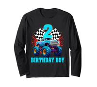 Maglietta con scritta "It's My 2nd Birthday" Monster Truck per ragazzo e famiglia Maglia a Manica
