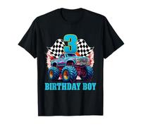 Maglietta con scritta "It's My 3rd Birthday" Monster Truck per ragazzo e famiglia Maglietta