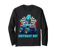 Maglietta con scritta "It's My 4th Birthday" Monster Truck per ragazzo e famiglia Maglia a Manica