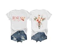Maglietta con scritta "Jesus is The Light" Walk by Faith Not by Sight, maglietta cristiana, bianco, M
