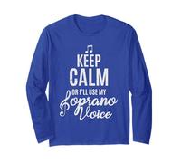 Maglietta con Scritta Keep Calm Or I'll Use My Soprano Voice Choir Gifts Maglia a Manica
