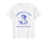 Maglietta con Scritta Living in a Jane Austen, Regalo per Gli Amanti dei Libri Maglietta