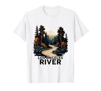 Maglietta con scritta "Los Angeles River", stile retrò minimalista Maglietta