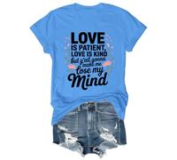 Maglietta con scritta "Love is Patient Love is Kind Shirt These Kids Going to Make Me Lose My Mind", Blu Carolina, XL