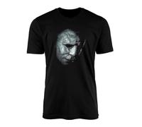 Maglietta con scritta "Mystery Slasher" di Halloween, colore nero, motivo horror thriller omicida Michael Myers, spaventoso, gotico, culto, film classico, cinema, design vintage, Black Prime, XL