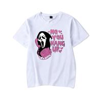Maglietta con scritta "No You Hang Up", divertente, fantasma, parodia, urlo, horror, unisex, casual, streetwear top, bianco, L