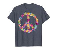 Maglietta con Scritta Peace Love in Stile Hippie Anni '60 e '70 Maglietta, Uomo, Pervinca, 6XL