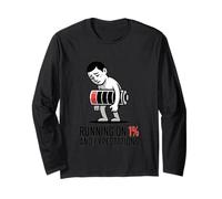 Maglietta con Scritta Running On 1 Percent And Expectations Maglia a Manica