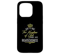 Maglietta con scritta "Seek Ye First Kingdom God Matthew Bible Custodia per iPhone 15 Pro