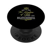 Maglietta con scritta "Seek Ye First Kingdom God Matthew Bible PopSockets PopGrip Adesivo