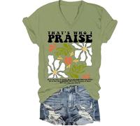 Maglietta con scritta "That's Who I Praise Christian God" con scritta in lingua inglese "It's Who I Praise", maglietta religiosa e ispiratrice, Verde-v, L