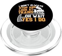 Maglietta con scritta "Train for Boys Stop and Look and Trains" PopSockets PopGrip per MagSafe
