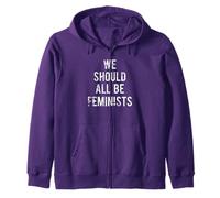 Maglietta con Scritta We Should all Be Feminists, Viola e Rosa Felpa con Cappuccio