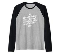 Maglietta con scritta "Women Belong In All Places" Ruth Bader Ginsburg RBG Maglia con Maniche Raglan