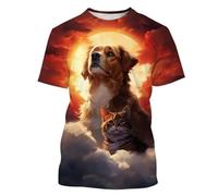 Maglietta con Stampa 3D Magliette Uomo Moda Casual Cute Animal Cats Dogs Pattern Pullover Estivo Girocollo a Maniche Corte Top Streetwear all'aperto