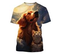 Maglietta con Stampa 3D Magliette Uomo Moda Casual Cute Animal Cats Dogs Pattern Pullover Estivo Girocollo a Maniche Corte Top Streetwear all'aperto
