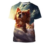 Maglietta con Stampa 3D Magliette Uomo Moda Casual Cute Animal Cats Dogs Pattern Pullover Estivo Girocollo a Maniche Corte Top Streetwear all'aperto