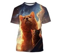 Maglietta con Stampa 3D Magliette Uomo Moda Casual Cute Animal Cats Dogs Pattern Pullover Estivo Girocollo a Maniche Corte Top Streetwear all'aperto