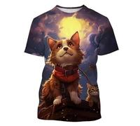 Maglietta con Stampa 3D Magliette Uomo Moda Casual Cute Animal Cats Dogs Pattern Pullover Estivo Girocollo a Maniche Corte Top Streetwear all'aperto