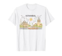 Maglietta con stampa artistica dello skyline di Istanbul, souvenir di viaggio della Turchia Maglietta