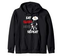 Maglietta con Stampa Border Collie Eat Sleep Herd Repeat Felpa con Cappuccio