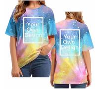 Maglietta con stampa da donna, personalizzata, con cielo stellato, personalizzabile, con immagine testo logo sul davanti/posteriore, regalo esclusivo per feste, Halloween, Natale, multicolore, XXL