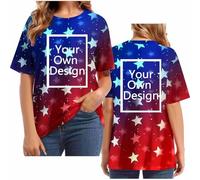 Maglietta con stampa da donna, personalizzata, con cielo stellato, personalizzabile, con immagine testo logo sul davanti/posteriore, regalo esclusivo per feste, Halloween, Natale, Colore: rosso, XL
