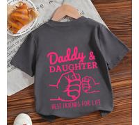 Maglietta con stampa "Giovane ragazza-papà e figlia migliori amici per la vita", in tessuto morbido e confortevole, adatta per sport all'aperto, abbigliamento casual, moda da strada, stile campus, top