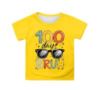 Maglietta con stampa grafica, a maniche corte, casual, girocollo, ideale per l'inizio della scuola, comoda maglietta con vestibilità ampia, versatile per tutti i giorni e il tempo libero, Giallo 1, 6