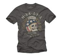 Maglietta con Teschio - Casco Motocross - Accesori Moto Custom T-Shirt Uomo Vintage Grigio M