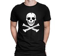 Maglietta con teschio e ossa incrociate, stile pirata Nero XL (XL)
