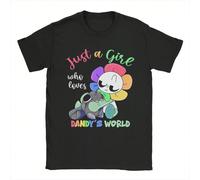 Maglietta con un simpatico cartone animato | "Solo una ragazza che ama il mondo di Dandy" [Descrizione del materiale] Realizzato in 100% cotone, il tessuto è morbido, confortevole, moderatamente elast