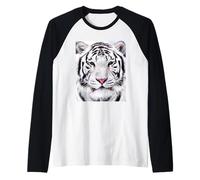 Maglietta Cool Wild White Tiger, Design Grafico con Tigre Leopardata Maglia con Maniche Raglan