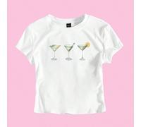 Maglietta corta da donna con stampa di bicchiere da martini, in stile Y2K, per l'estate L,M,S,XL,XS,XXSAnimale,Frutta & verdura,FarfallaTessuto
