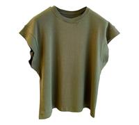 Maglietta Corta da Uomo a Maniche Corte con Scollo Rotondo, Unisex, Canotta Casual Ampia, Pullover, Verde Militare, Taglia M