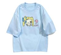 Maglietta Cotone Larga Stampa Animale Cartone - Blu - L