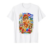 Maglietta Cuba con Mappa della Bandiera di Cuba per Bambini cubani Maglietta