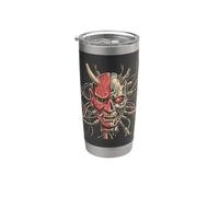 Maglietta Cyber Samurai Maschera Da Demone Giapponese Bicchiere termico in acciaio inox doppia parete