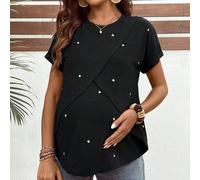 Maglietta da allattamento premaman con stampa a cuori, girocollo, maniche corte L,M,S,XL,XS,XXL,XXS,XXXL,XXXXLColore unicoTessuto in maglia
