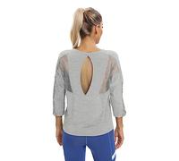 Maglietta da allenamento da donna, in rete, per yoga, palestra, abbigliamento sportivo, maniche a 3/4, da allenamento da donna, grigio, M