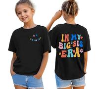 Maglietta da bambina a maniche corte con lettere stampate, per ragazze adolescenti, alla moda, leggera, morbida, girocollo, vestibilità ampia, top estivo, abbigliamento sportivo casual, età 1-13 anni