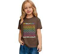 Maglietta da bambina con motivo floreale, maniche corte e scollo rotondo. Una graziosa maglietta casual per tutti i giorni in morbida e comoda camicetta per bambini, ragazzi e adolescenti., marrone, 8