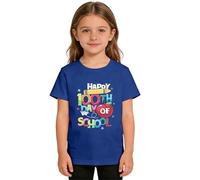 Maglietta da bambina con stampa animalier grafica lupo per bambini, casual, a maniche corte, in lana, per bambine (blu, 2-3 anni)