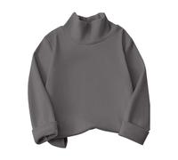 Maglietta da bambina di 9 anni, per autunno e inverno, a collo alto, stile coreano, tinta unita, velluto tedesco, taglia M e L, per bambini, 5-6 anni, colore: grigio