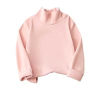 Maglietta da bambina di 9 anni, per autunno e inverno, a mezzo dolcevita, stile coreano, tinta unita, velluto tedesco, taglia M e L, per bambini (rosa, 18-24 mesi)