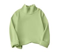 Maglietta da bambina di 9 anni, per autunno e inverno, a mezzo dolcevita, stile coreano, tinta unita, velluto tedesco, taglia M e L, per bambini (verde, 18-24 mesi)