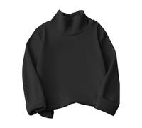 Maglietta da bambina di 9 anni, per autunno e inverno, a mezzo dolcevita, stile coreano, tinta unita, velluto tedesco, taglia M e L, per bambini (nero, 9-10 anni)